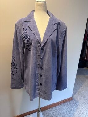 Victor Costa Lavender Suede Button-Front Blazer